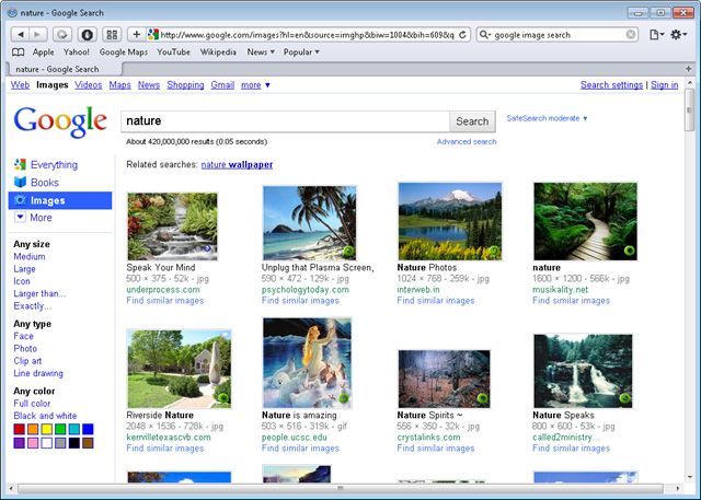 ricerca immagini google vecchio layout